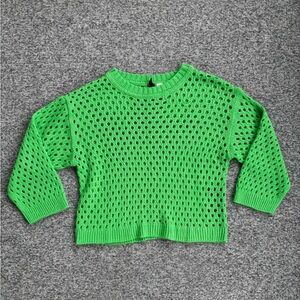 H&M Divided Green Open Knit 3/4 Green Spring Sweater
